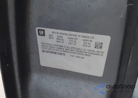 2011 Chevrolet Impala Ls z USA, uszkodzony, nr VIN 2G1WF5EK9B1240275